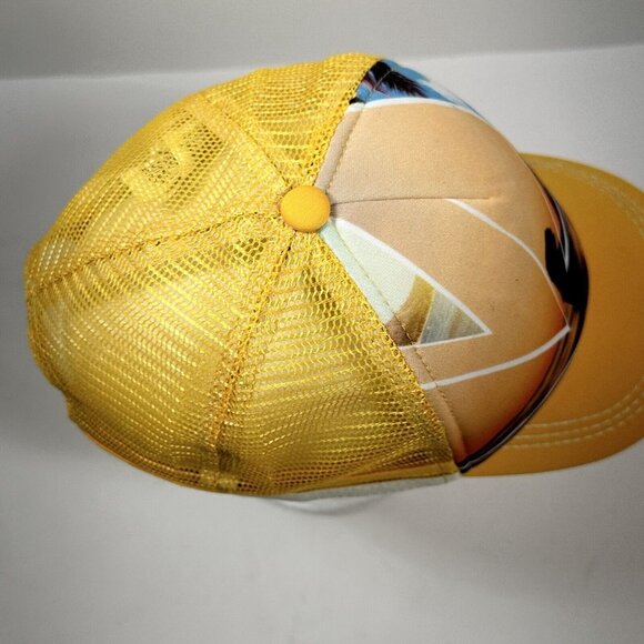 Preowned Roxy California Snapback Trucker Hat  Yellow Surf Beach Theme - Picture 5 of 7